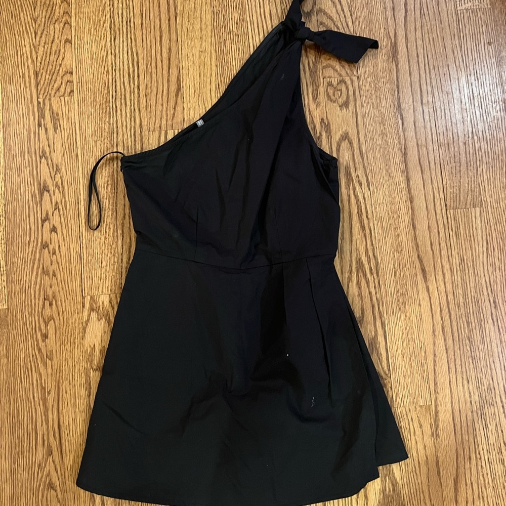 One-Shoulder Black Mini Romper/Dress